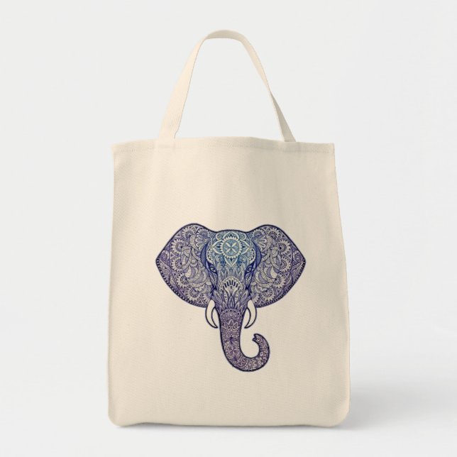 Henna Elephant Art Tote Bag (Front)