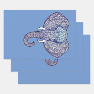 Henna Elephant Art Wrapping Paper Sheets