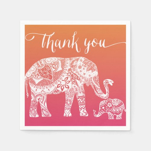Henna Elephant Baby Shower _ Indian Inspiration Paper Napkins