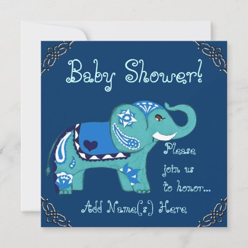 Henna Elephant (Baby Shower) Announcements