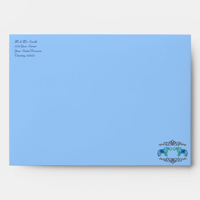 Henna Elephant (Blue/Light Blue) Envelope (Front)