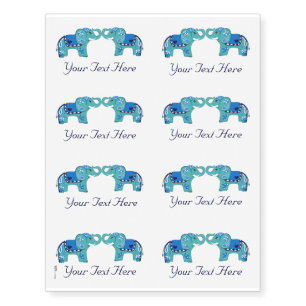 Henna Elephant (Blue/Light Blue) Temporary Tattoos