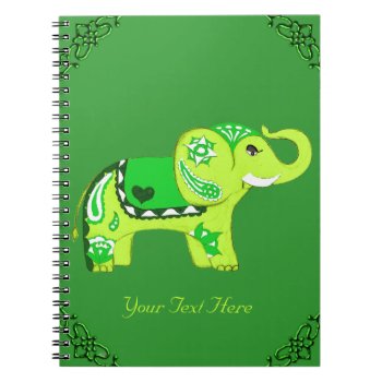Henna Elephant (green/light Green) Notebook by HennaHarmony at Zazzle