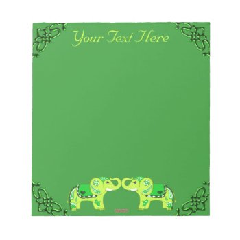 Henna Elephant (green/lime Green) Notepad by HennaHarmony at Zazzle