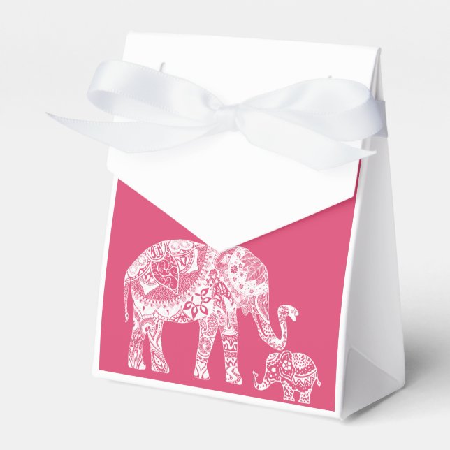 Henna Elephant - Indian Inspiration Favor Boxes (Front Side)