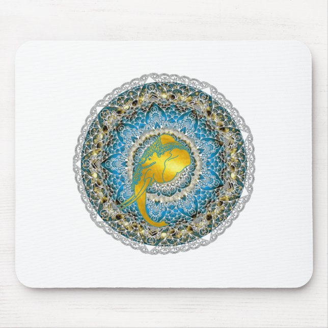Henna Elephant Mandala Ganesha Mindfulness Gifts Mouse Pad (Front)