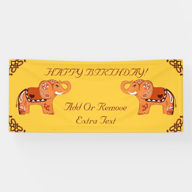 Henna Elephant (Orange/Red) Banner (Horizontal)