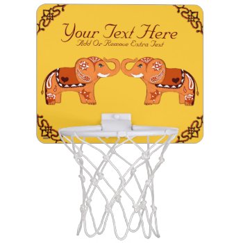 Henna Elephant (orange/red) Mini Basketball Hoop by HennaHarmony at Zazzle