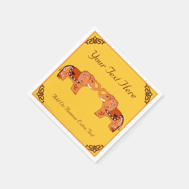 Henna Elephant (Orange/Red) Paper Napkins (Corner)