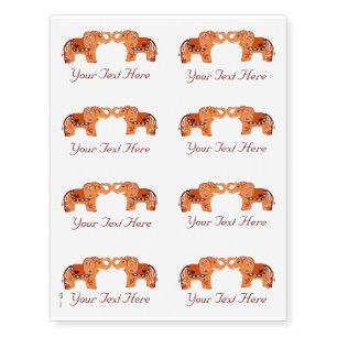 Henna Elephant (Orange/Red) Temporary Tattoos