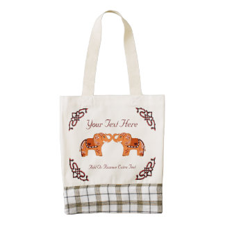 Henna Elephant (Orange/Red) Zazzle HEART Tote Bag