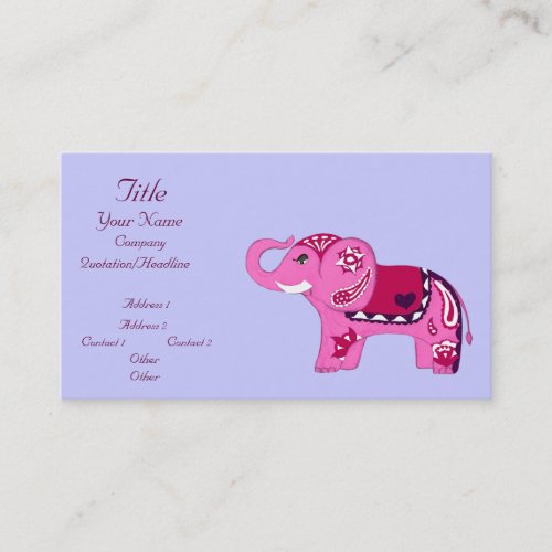 Henna Elephant PinkPurple Baby Shower Business Card