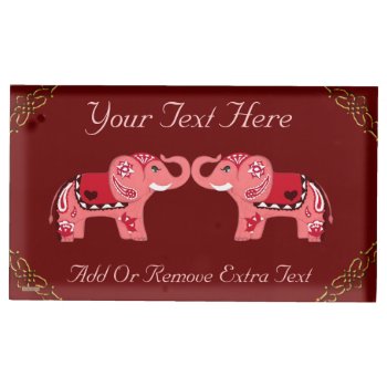 Henna Elephant (red/pink) Place Card Holder by HennaHarmony at Zazzle