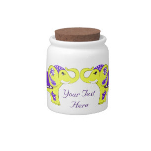 Henna Elephant (Yellow/Purple) Candy Jar