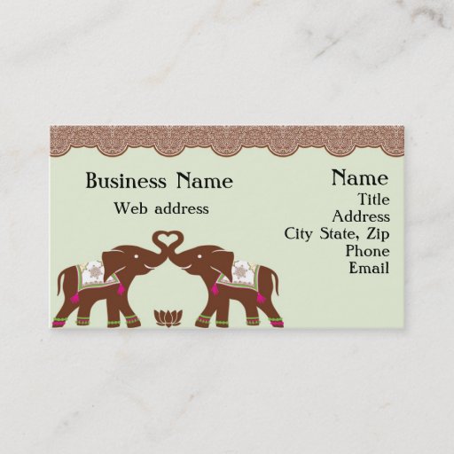 Customizable Henna Elephants Business Cards