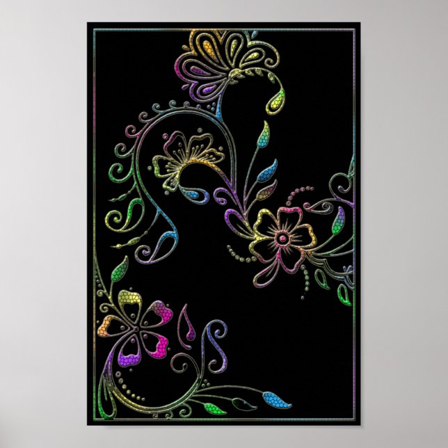 Henna Floral Design Customized Poster (Front)