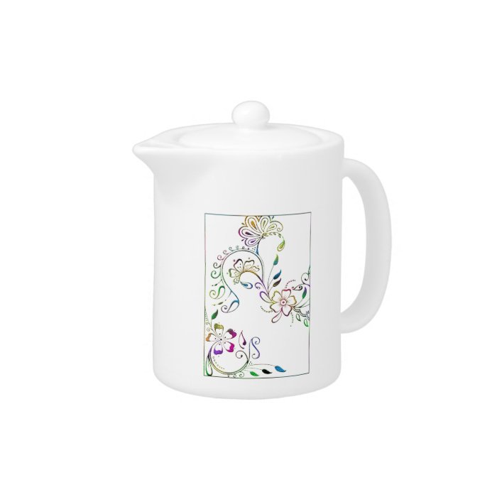Henna Floral Design Teapot