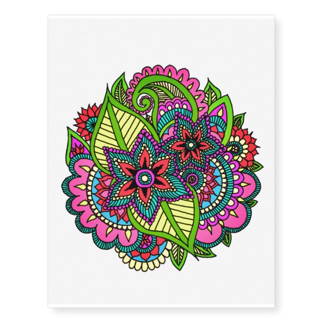 Henna Floral Temporary Tattoo (Front)