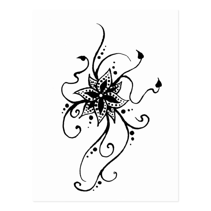 Henna Flower in Vines Postcard | Zazzle.com