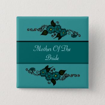 Henna Flower (teal) Button by HennaHarmony at Zazzle