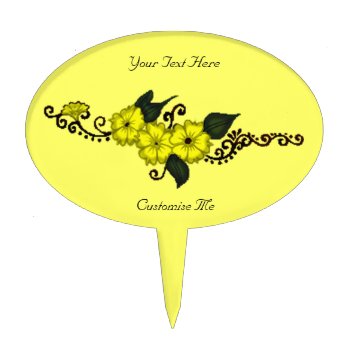 Henna Flower (yellow) Cake Topper by HennaHarmony at Zazzle
