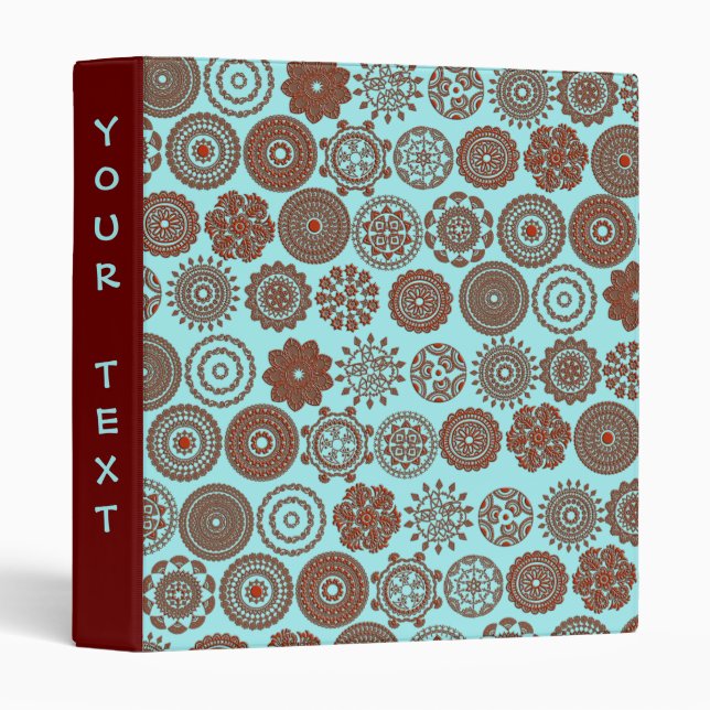 henna flowers and circles 3 ring binder (Front/Spine)