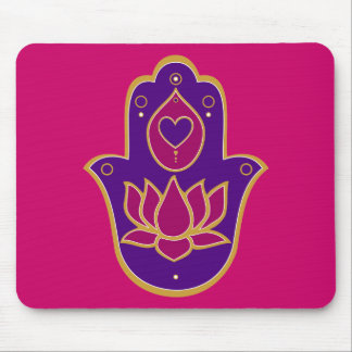 Henna Hamsa Lotus Pink Mouse Pad