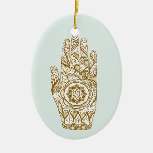 Henna Hand Lotus Ceramic Ornament