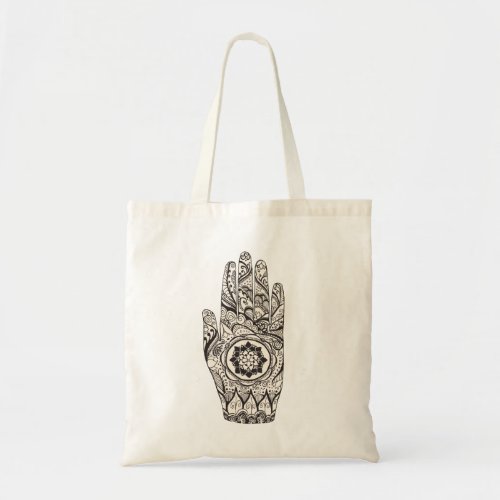 Henna Hand Lotus Tote Bag