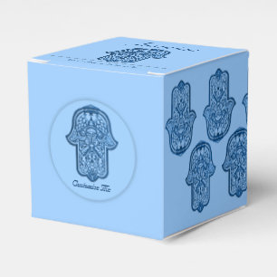 Henna Hand of Hamsa (Blue) Favor Boxes