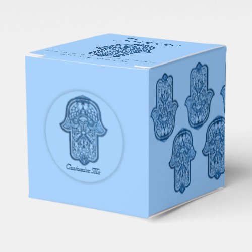 Henna Hand of Hamsa Blue Favor Boxes