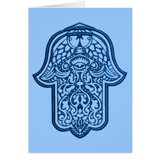 Henna Hand of Hamsa (Blue) Greeting Cards | Zazzle