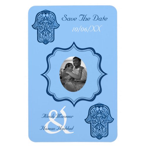 Henna Hand of Hamsa Blue Save The Date Magnet