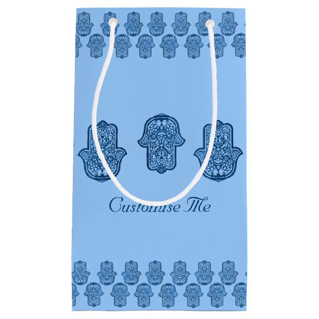 Henna Hand of Hamsa (Blue) Small Gift Bag (Front)