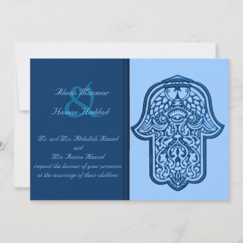 Henna Hand Of Hamsa (blue) (wedding) Invitation by HennaHarmony at Zazzle