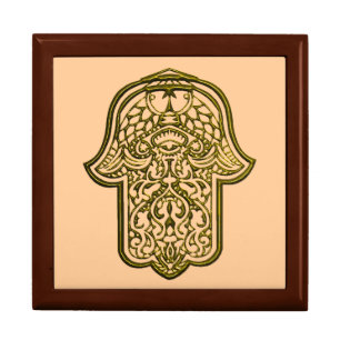 Henna Hand of Hamsa (Golden) Jewelry Box