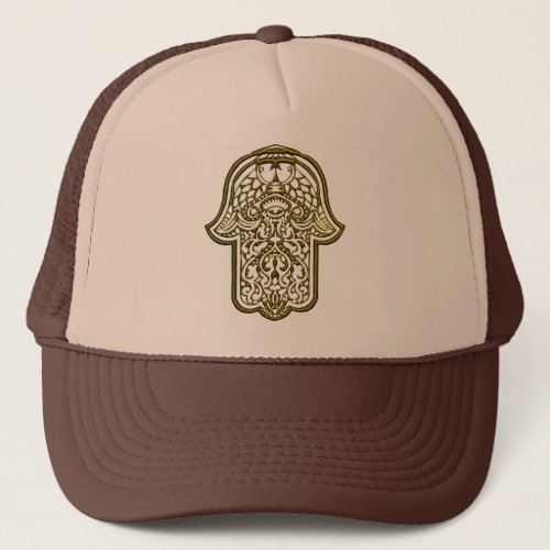 Henna Hand of Hamsa Golden Trucker Hat