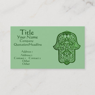 Henna Hand of Hamsa (Green) Business Card