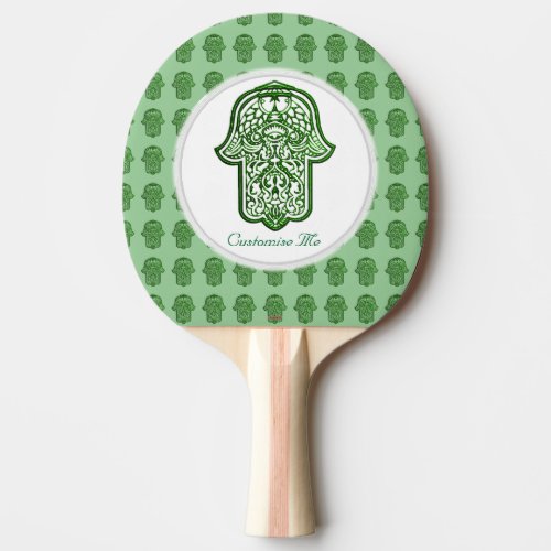 Henna Hand of Hamsa Green Ping_Pong Paddle