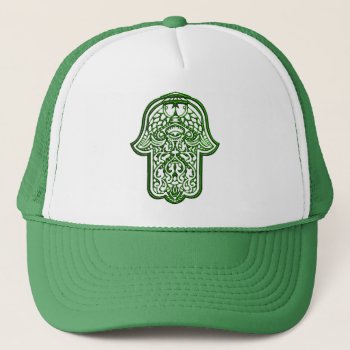 Henna Hand Of Hamsa (green) Trucker Hat by HennaHarmony at Zazzle