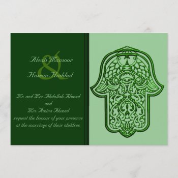 Henna Hand Of Hamsa (green) (wedding) Invitation by HennaHarmony at Zazzle