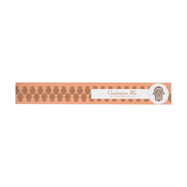 Henna Hand of Hamsa (Orange) Wrap Around Address Label (Individual)