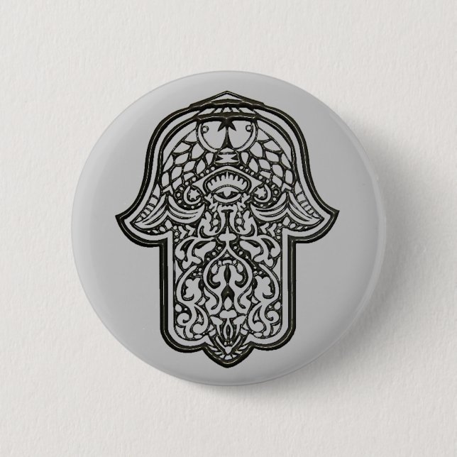 Henna Hand of Hamsa (Original) Button (Front)