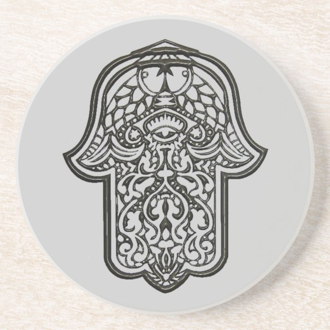 Henna Hand of Hamsa (Original) Drink Coaster (Front)