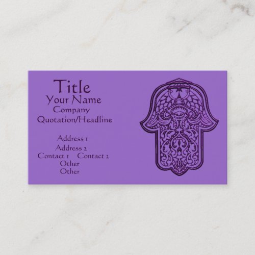 Henna Hand of Hamsa Purple Business Card