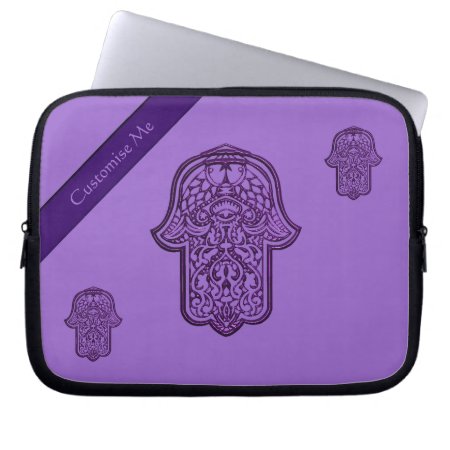 Henna Hand Of Hamsa (purple) Laptop Sleeve
