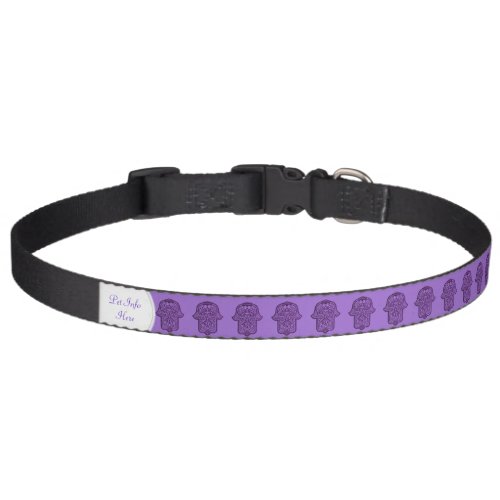 Henna Hand of Hamsa Purple Pet Collar