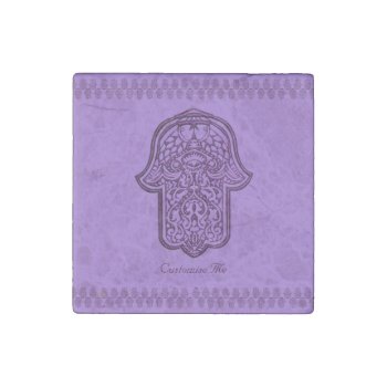 Henna Hand Of Hamsa (purple) Stone Magnet by HennaHarmony at Zazzle