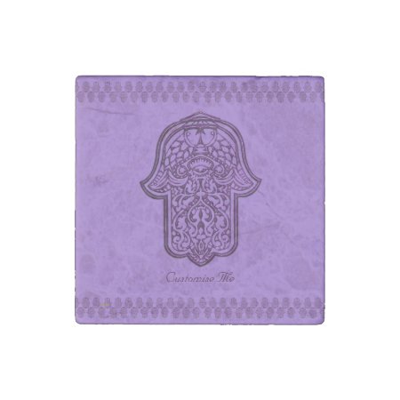 Henna Hand Of Hamsa (purple) Stone Magnet