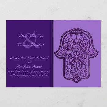 Henna Hand Of Hamsa (purple) (wedding) Invitation by HennaHarmony at Zazzle